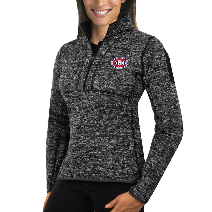 Montreal Canadiens Antigua Women's Fortune 1/2-Zip Pullover Sweater Charcoal